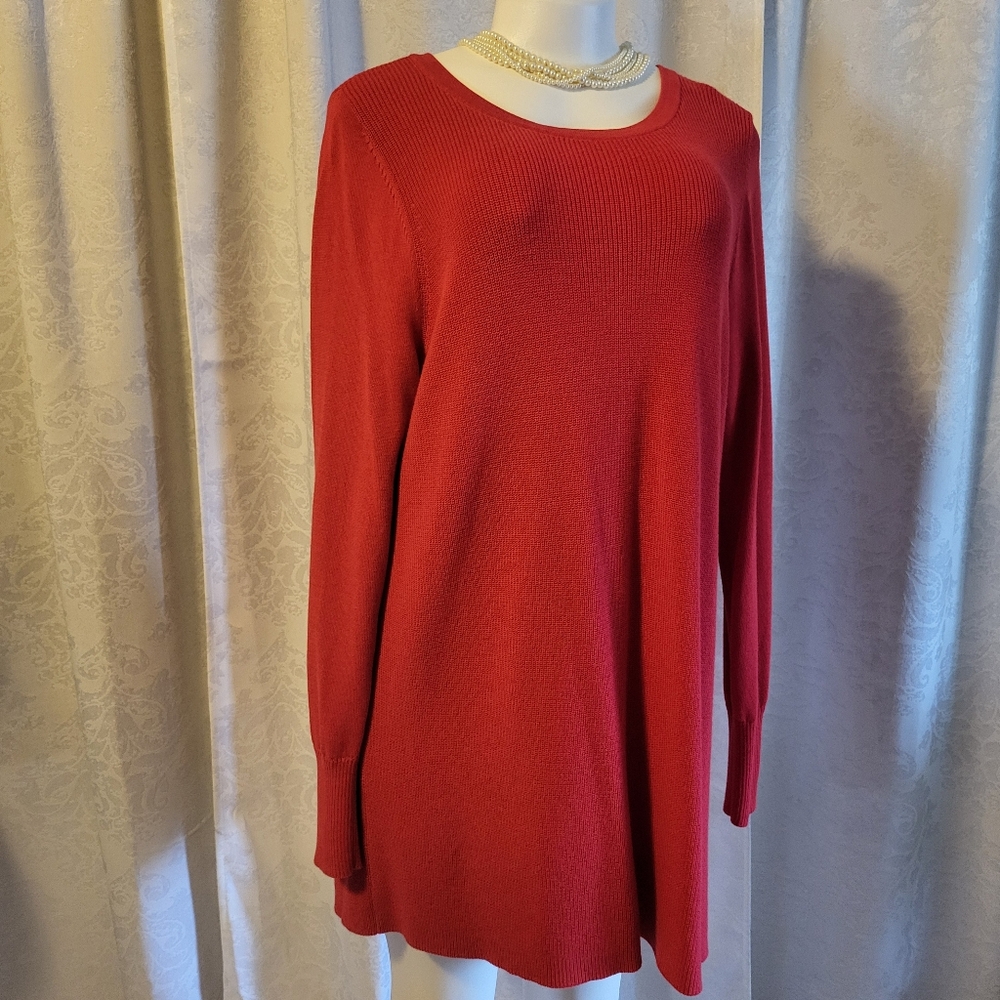 Holagen Women Crewneck Knit Sweater, Size X1, Red, Comfy, Fall